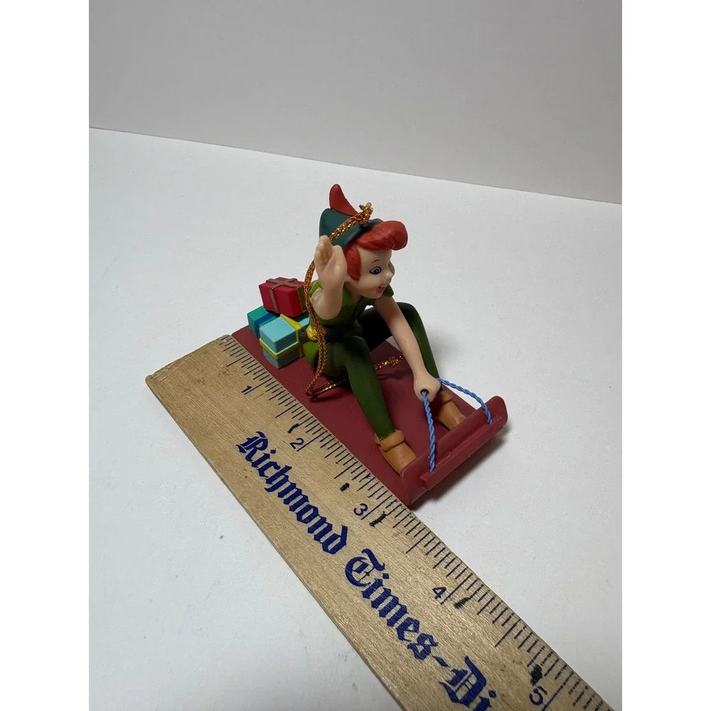Vintage 1998 Disney Peter Pan on Sled Christmas Ornament with Box 26231 122